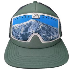 bigtruck Trucker Hat Green Blue Goggle Mountain Patch Snapback OS Adjustable